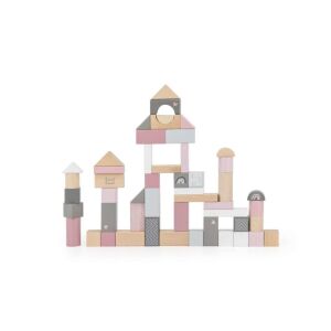 Label Label 50 darabos fa építőkocka vár, rózsaszín és szürke - Label Label