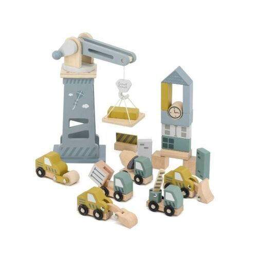 Label Label fa daru és építőipari jármű játék készlet