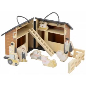 Tryco összecsukható fa farm játék szett pajtával, állatokkal és gazdával - Tryco