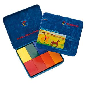 Méhviaszkréta tégla, Waldorf válogatás 8 színű, fémdobozban Stockmar wawa