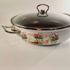 3,6 literes tapadàsmentes bevonatos levendula mintás làbas hőálló üveg fedővel  26 x 7,5 cm