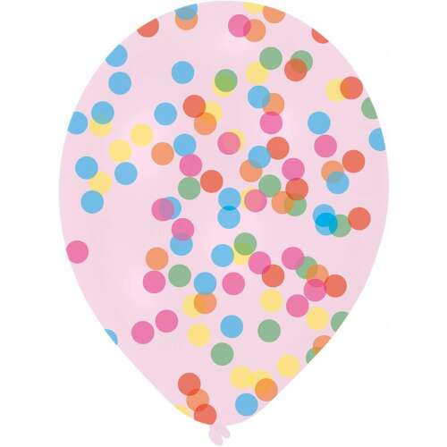 Rózsaszín konfettivel töltött lufi, 27,5 cm, party dekoráció