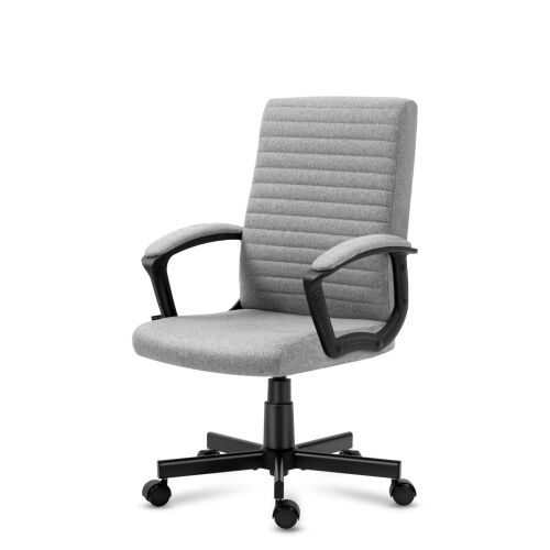 Irodai forgószék ferde nézet, ergonomikus szürke szövet szék