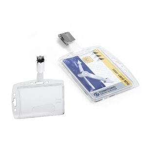 Biztonsági kártyatartó Durable 85x54 mm akril forgatható fémcsipesszel 122957139 - Durable