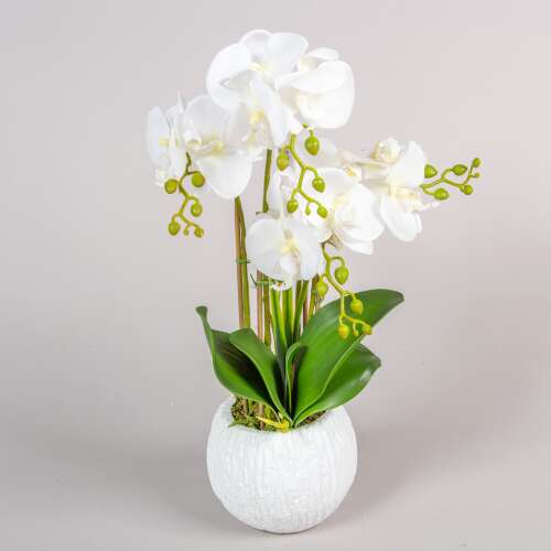 Orchidea Művirág 4 szálas kaspóban 50cm #fehér anyáknapi 40094042