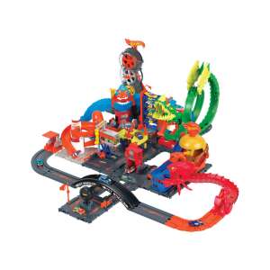 Sada tratí Hot Wheels City, dráha pre hračkárske autá, obsahuje viacero áut, draka, rampy, slučky a mnoho ďalších - Mattel
