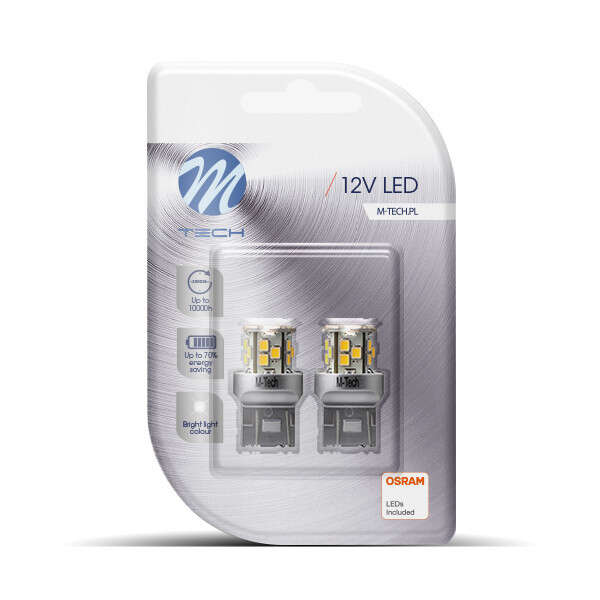 M-Tech T20 W21/5W LED Izzó - Fehér - 2 db