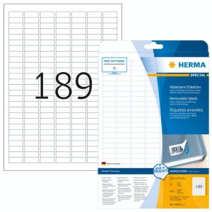 HERMA Etiketten A4 weiß 25,4x10  mm ablösbar Papier 4725 St. 114173945 - Schreibwaren für das Büro