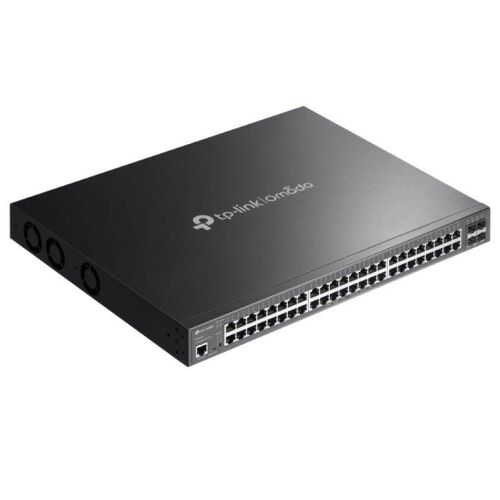 TP-Link Omada SG3452XMPP Switch gestionat Gigabit Ethernet PoE+ cu 48 de porturi, vedere unghiulară