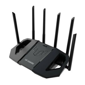 ASUS TUF Gaming BE6500 WiFi 7 Router, pogled iz kuta - ASUS Wi-Fi Router, Adapter