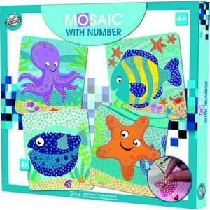 Set creativ Universe Mozaic cu numere Animale marine, 4 imagini cu animale marine de creat cu autocolante din spumă, pentru copiii de peste 4 ani - Nonbrand Jocuri si jucarii creative