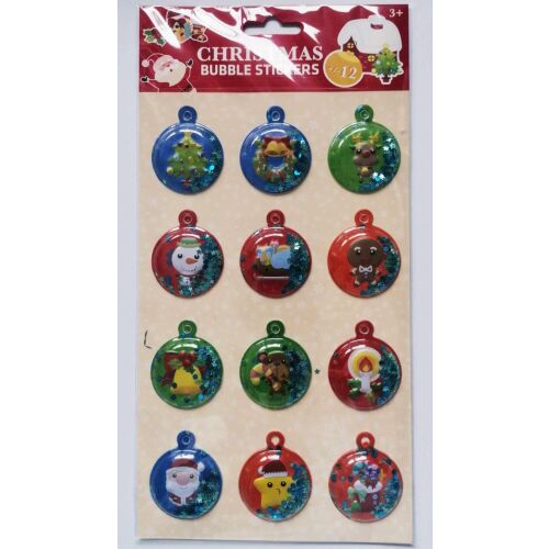 22 db os Karácsonyi csillogó 3 dimenziós matrica mozgó flitterekkel 114180248