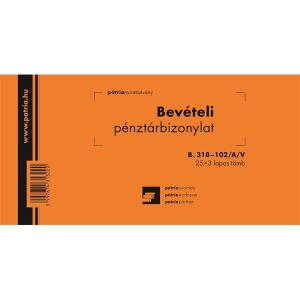 Bevételi Pénztárbizonylat Nyomtatvány - B.318-102/A/V - 25 db 131515256 - WaliSec