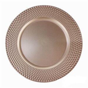 Iris rózsaarany dekorációs tálca, 33cm-es kerek tál recés széllel - Tálca