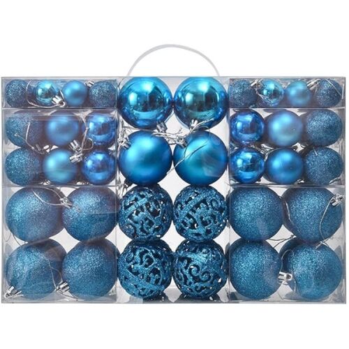 Iris Türkiz Karácsonyfadísz Gömb Szett átlátszó dobozban