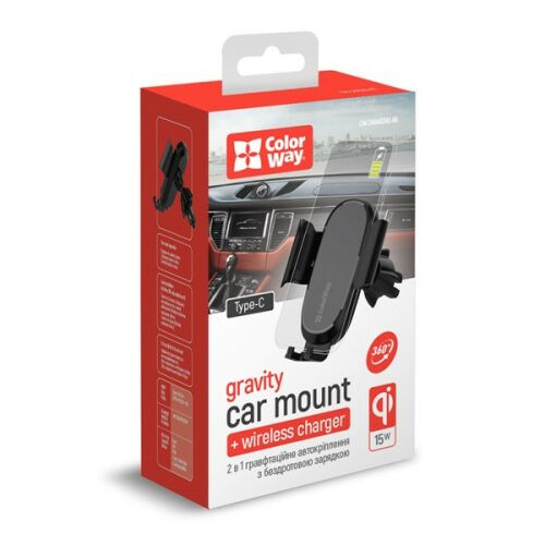 COLORWAY Vezeték nélküli töltős autós telefontartó szellőzőrácsra, 15W, fekete