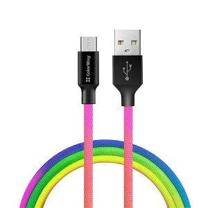 COLORWAY MicroUSB kábel, többszínű, 1m, 2.4A - USB kábel