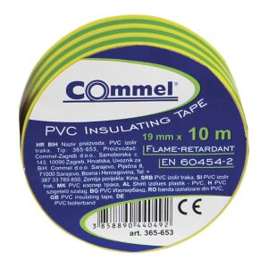 Izolačná páska Commel PVC 19mm x 10m, Ohňovzdorná, Zelená Žltá, EN 60454-2 - Lepiace pásky