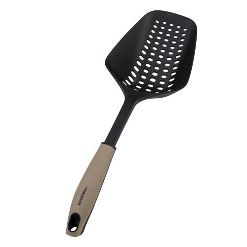 Nava Misty łyżka do makaronu, cedzak do fusilli, czarna nylonowa łyżka z otworami