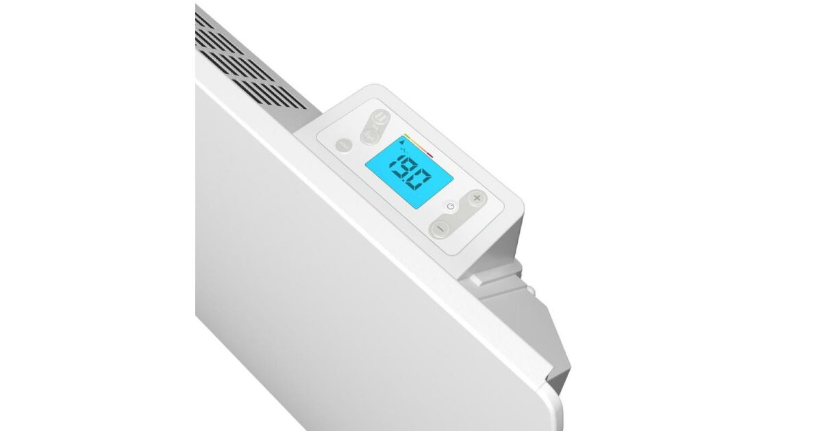Noirot E216215 Inova V 1500 BL Heizstrahler, 2000 W, Schutzart IP24, Sensor für offenes Fenster, eingebauter Thermostat mit LCD, Wandmontage 114206717