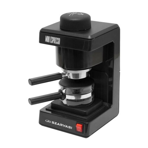Szarvasi SZV-612/3 Mini Espresso Maker, black, angled view