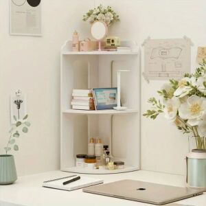 Irodai sarokpolc, 2 polccal, kompakt, MDF, 60x24x24cm, fehér