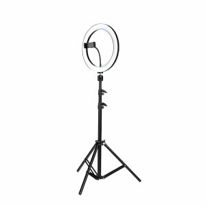 20cm átmérőjű LED gyűrűs lámpa állítható állvánnyal és távirányítóval, tökéletes fotózáshoz és videózáshoz - LED körfény & körlámpa
