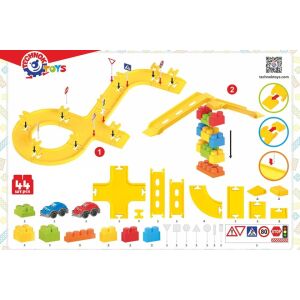Set de constructie pista cu doua masinute, Technok, 44 piese 114207507 - TechnoK