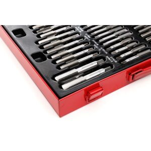 Комплект метчици и плашки Kraft&Dele KD10250 в червен куфар - Набор от инструменти