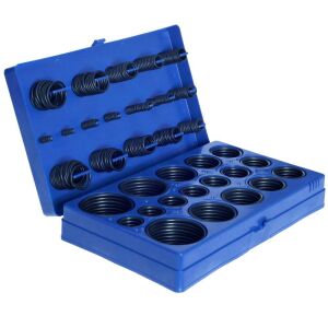 Отворен комплект О-пръстени Tagred, показващ различни размери в син куфар - Tagred