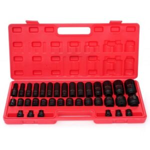 Комплект ударни вложки Kraft&Dele KD11757 в червен куфар, изглед отгоре - Набор от инструменти