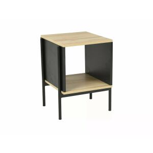 Karina Modern Négyzetes Dohányzóasztal Tölgy és Fekete Színben, Ipari Stílusban - Signal