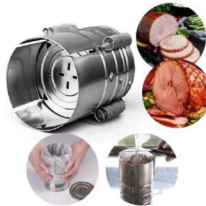 Presă de șuncă Flippy din oțel inoxidabil cu capac și dimensiune reglabilă, prezentând produsul, exemple de utilizare și pașii de preparare. - Ustensile de bucătărie