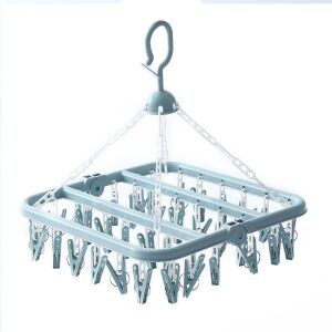 Flippy Wäschetrockner mit 32 Clips, Kunststoff, faltbar, blau, 360-Grad-Drehung - Flippy