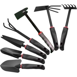 Set 7 Unelte de Gradina KipHome, pentru Plantare Prelucrare Sol si Ingrijire Plante, Material PVC si cardboard, 31.5 x 8 cm, negru 114210528 - Unelte de plantare