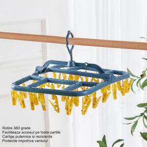 Flippy Wäschetrockner mit 360-Grad-Drehung und 40 Clips, blau und gelb - Flippy