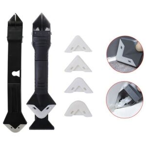 Kaparókészlet ragasztóeltávolításhoz, kaparó szilikonhoz és ragasztóhoz, 5 szilikonfej, zárt méret 18,8 x 4 x 2,8 cm, fém, fekete