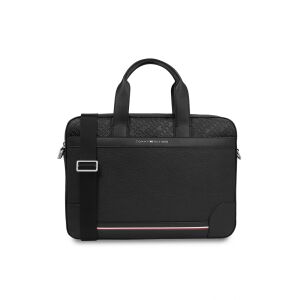 Geantă neagră pentru laptop Tommy Hilfiger cu model logo - Genți și huse laptop