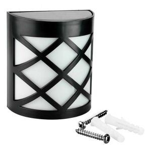 Fekete napelemes LED fali lámpa gyémánt mintával kültéri világításhoz - Napelemes lámpa