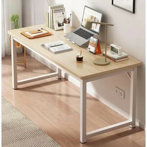 Birou stejar FUR1813-120 120x50x75cm cu cadru metalic alb, ideal pentru birou acasă sau configurare de gaming - Birouri