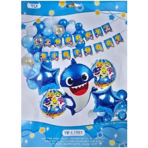 Set arcada cu baloane Baby Shark - Boldog születésnapot, KidMania®, 41 bucati