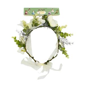 Regulowana korona do włosów ze wzorem białych róż 114214974 - Spinka do włosów, kratka do włosów