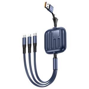 iUni B23 5 w 1 chowany kabel ładujący, niebieski, 100W, szybkie ładowanie, 120cm, USB-A/USB-C - Micro-USB, Lightning, Type-C, iPhone, Samsung, Huawei, Xiaomi, Airpods, MacBook - IUni
