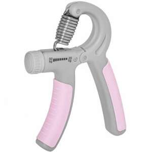 Springos adjustable hand grip strengthener, 20-50 kg resistance, grey and pink - Hand Grip