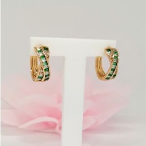 Xuping aranyozott, hipoallergén karika fülbevaló zöld és fehér kövekkel - Női fülbevaló