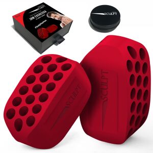 Linovit Sculpt Kiefertrainer - 2-teiliges Set für fortgeschrittenes Kiefertraining, lebensmittelechtes Silikon, rot - Gerät zur Gesichtspflege
