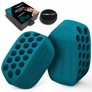 Linovit Sculpt Ćwiczenie dla szczęki Turkusowy 28kgf Zaawansowany Poziom Zestaw 2-częściowy, silikon spożywczy do modelowania linii żuchwy i redukcji podwójnego podbródka - Urządzenie do pielęgnacji twarzy