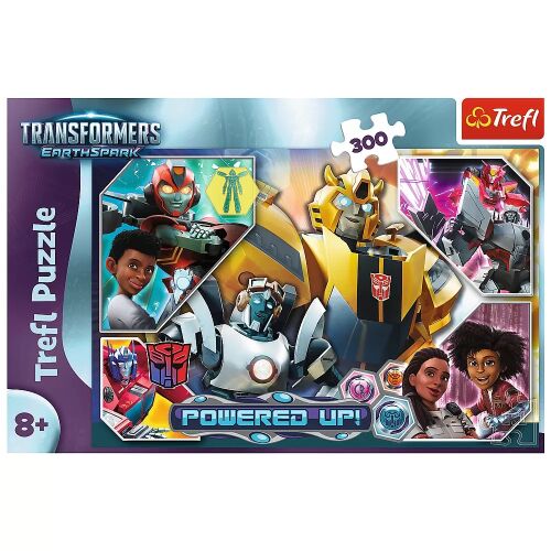 Trefl Transformers EarthSpark 300 darabos kirakós játék, Bumblebee-vel, Optimus Prime-mal és más animációs sorozatbeli karakterekkel
