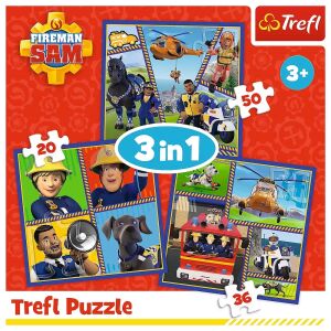 Puzzle Fireman Sam 3 v 1, 20, 36 a 50 dielikov, Puzzle Trefl - Trefl Puzzle