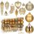 Springos 77-piece gold Christmas ornament set with various shapes